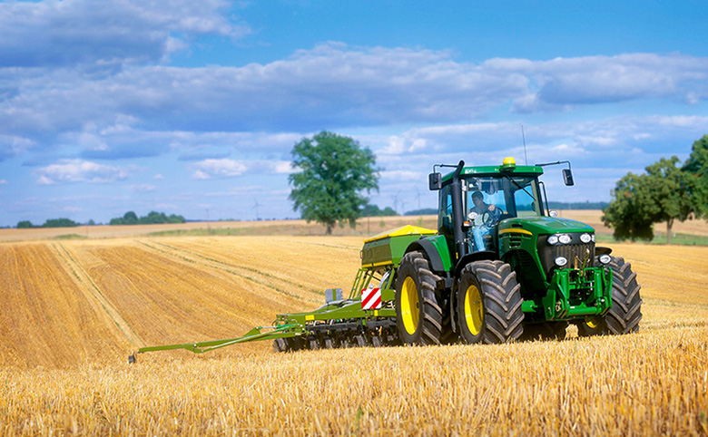 Tractor working on a farm