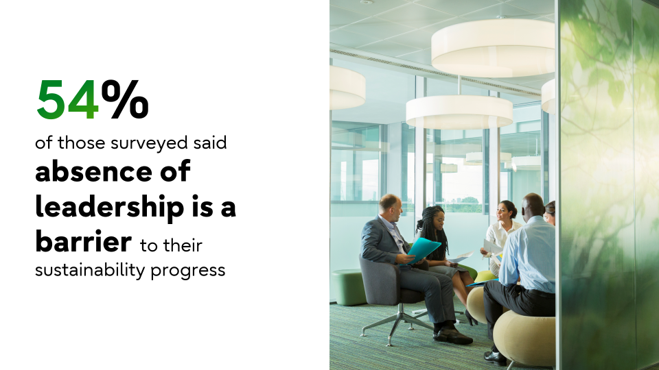 54% of those surveyed said absence of leadership is a barrier to their sustainability progress​