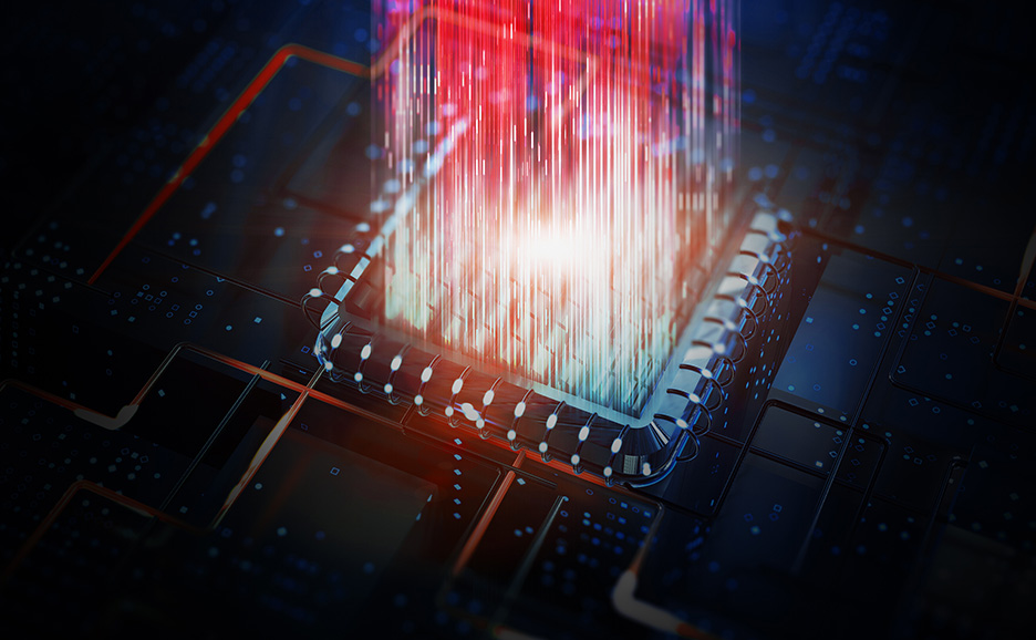 Image of an abstract shiny microchip