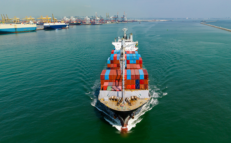 Images of container shipping and commercial ports