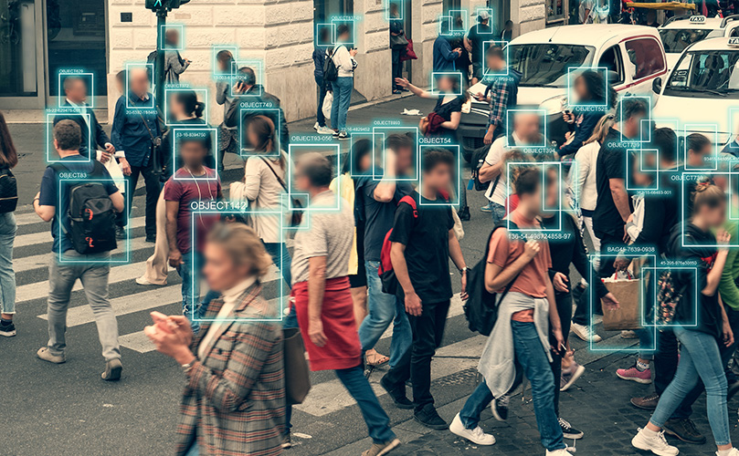 Face recognition technology for pedestrians in the city streets 